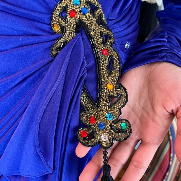 Vintage Royal Purple Disco Dress 1980s - Picture 5 of 11